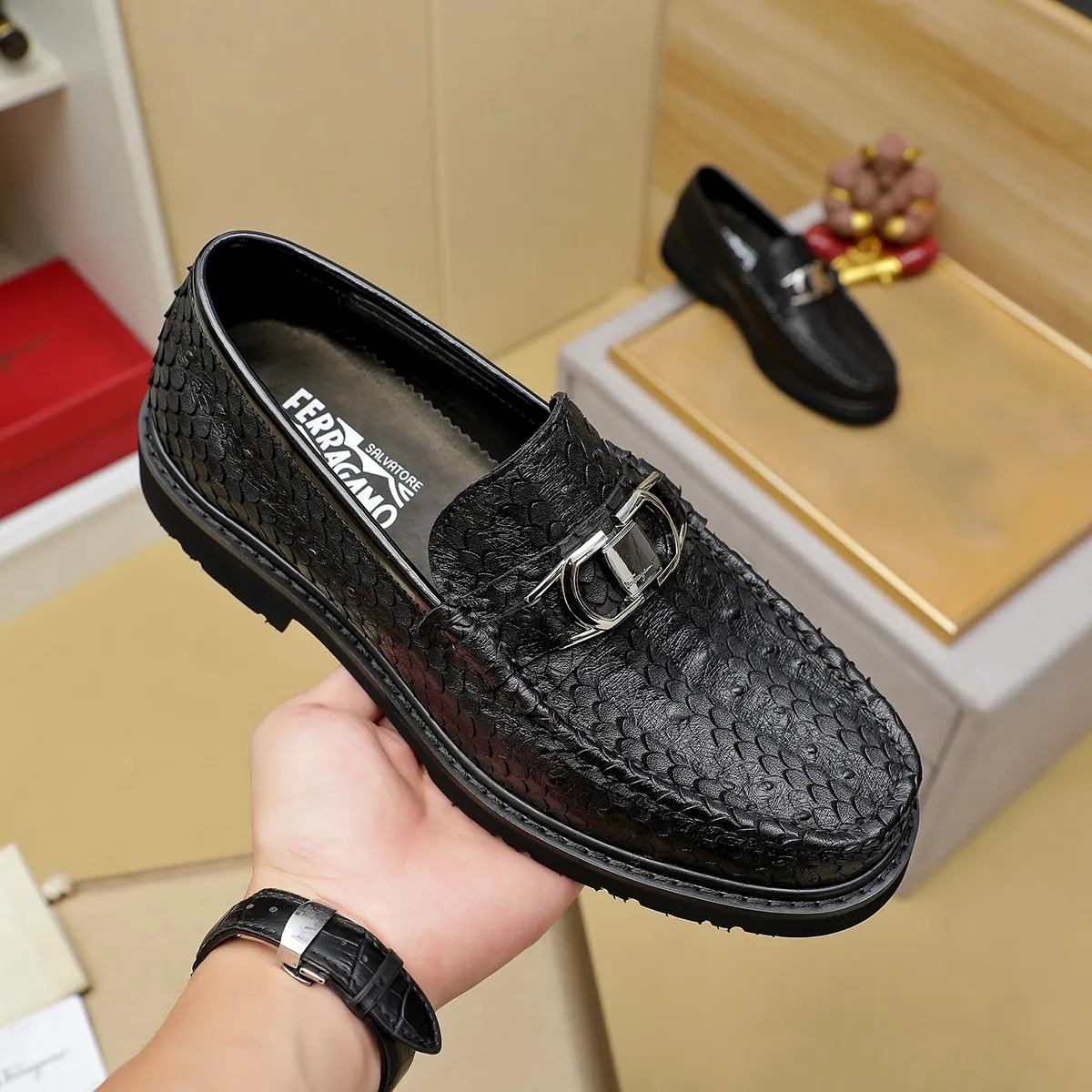 Men's shoes 💰500 Ferragamo [Ferragamo] top imported suit men's shoes 💯Original copy of the official website, product materials: selected imported embossed calfskin + luxury hardware buckle accessories ~ imported water-dyed cow 🐂 leather lining. Strong three-dimensional visual effect, original combination outsole, multiple colors available😘 Size: 38-44 (.45.46. Customized)